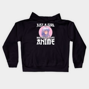 Anime Girl Merch Otaku Gift Just A Girl Who Loves Anime Kids Hoodie